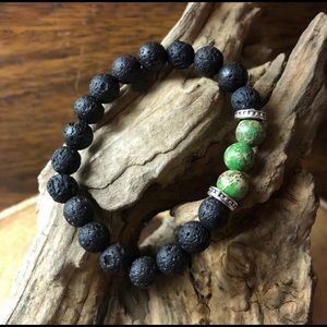 Green kings stone and lava beads